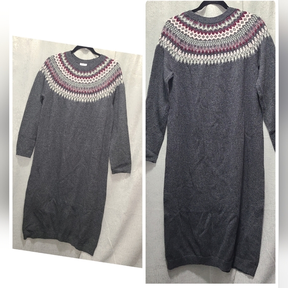 J. Jill Dresses & Skirts - J. Jill Gray Long‎ Sleeve Dress with Patterned Yoke NWT M